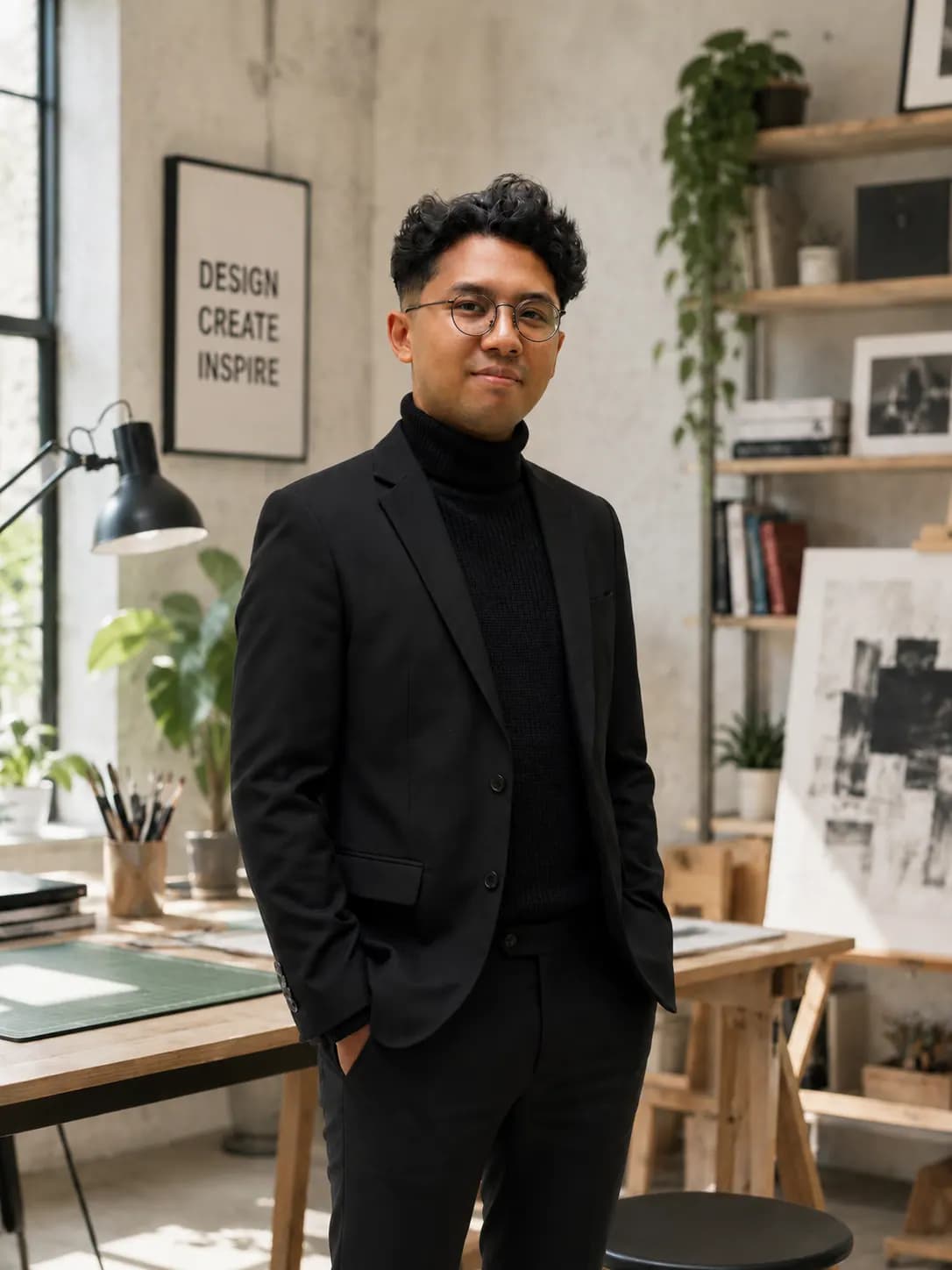 Ari Muhammad Hamzah in a creative studio workspace