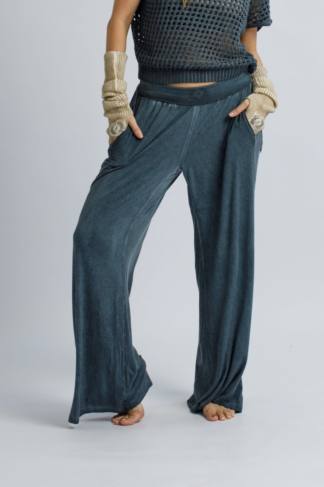 Wide Pants in Blue Denim by Salsation Wear