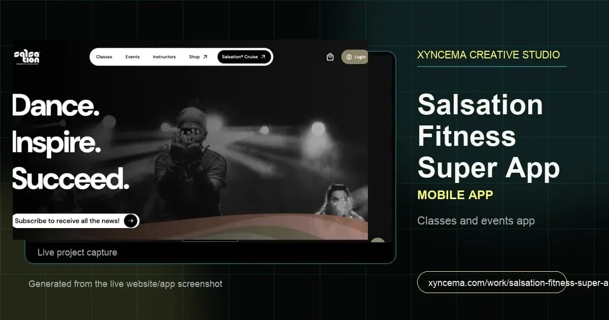 Salsation Fitness Super App featured project visual